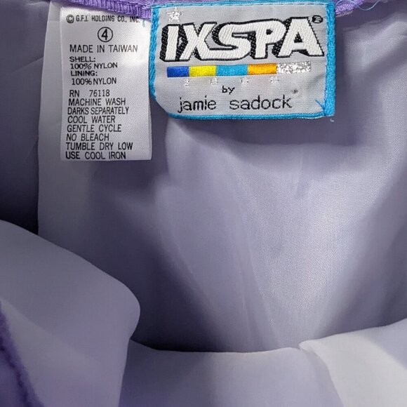 VTG Light Purple Satin Pleated Athletic Lined Mini Skirt Gorp Embroidered Logo - Picture 5 of 5